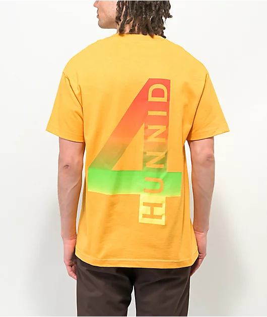 77147-4hunnid-logo-yellow-t-shirt-1.webp 4Hunnid Logo Yellow T-Shirt
