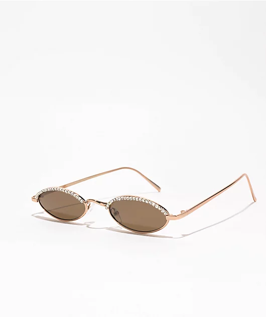 Gold & Brown Smoke Oval Sunglasses