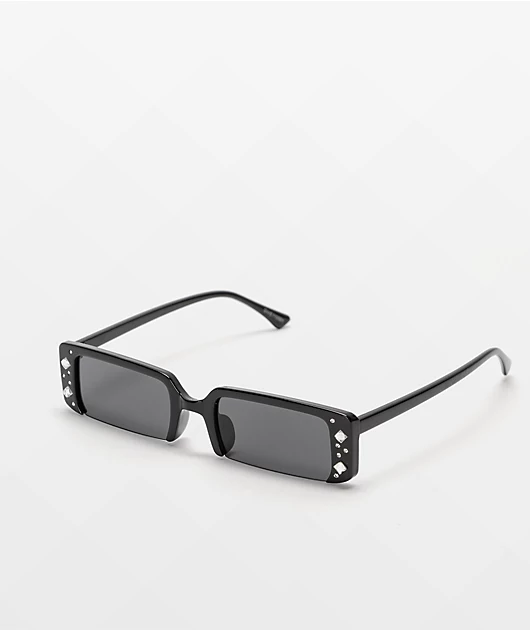 77336-dive-studded-rectangular-black-sunglasses-1.webp Dive Studded Rectangular Black Sunglasses