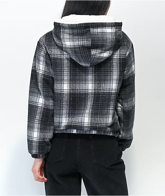 Cali 1850 Reversible Black Flannel & Faux Fur Zip Hoodie