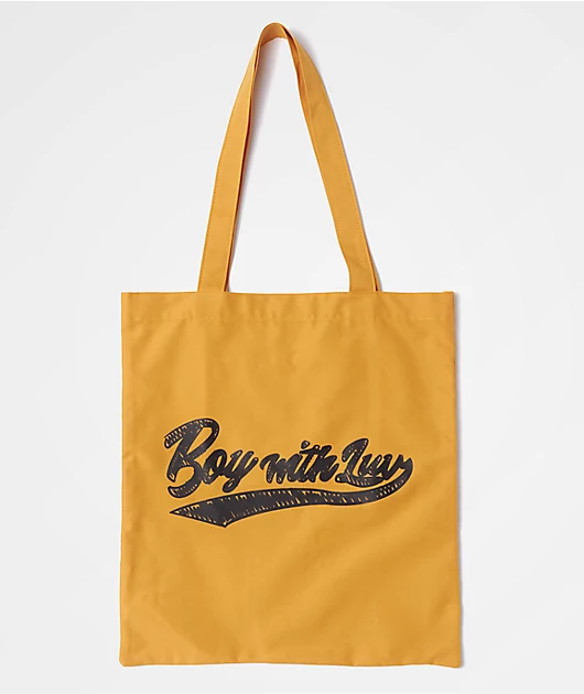BTS Varsity Boy With Luv Yellow Tote Bag