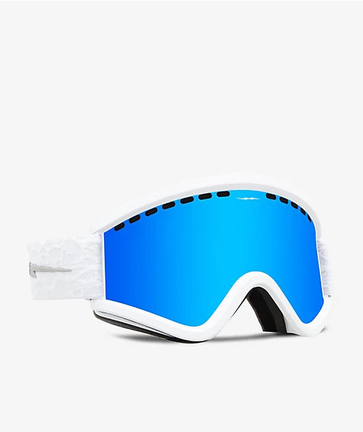 Electric EGV Matte White and Blue Chrome Snowboard Goggles