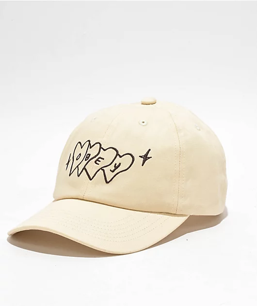 78557-obey-hearts-natural-strapback-hat-1.webp Obey Hearts Natural Strapback Hat