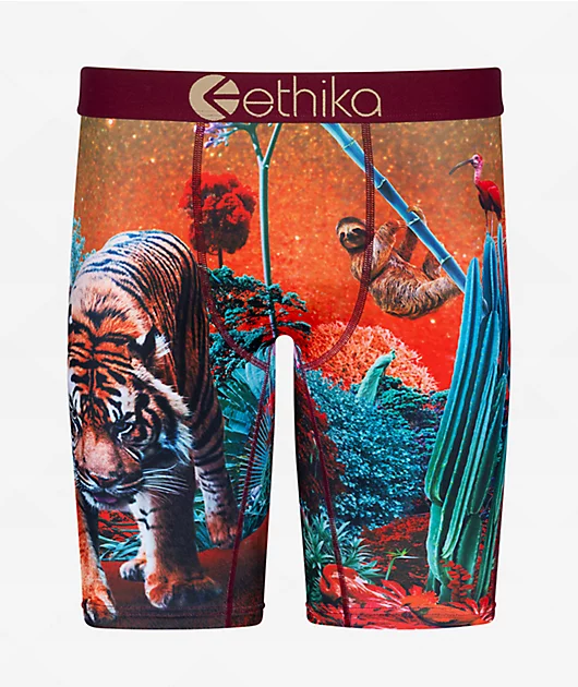 Ethika Kids Forest Tiger Red Boxer Briefs