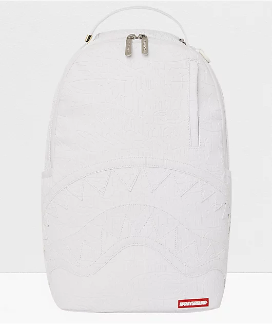 Sprayground White Scribble Debossed Backpack