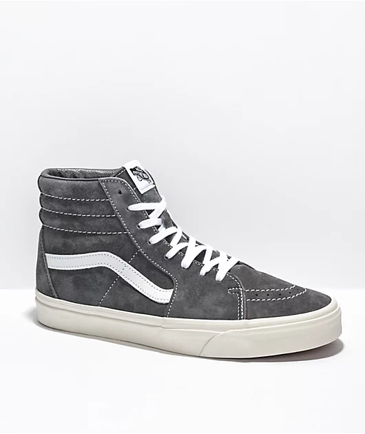 Vans Sk8-Hi Pig Suede Rabbit Grey & Snow White Skate Shoes