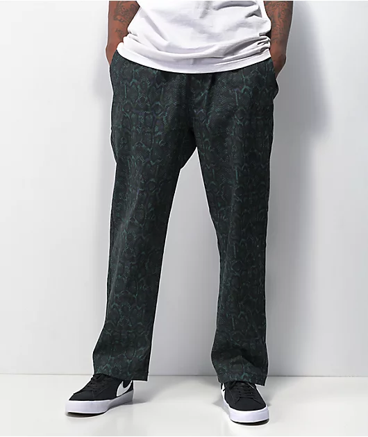 Welcome Fauna Green & Black Elastic Waist Pants