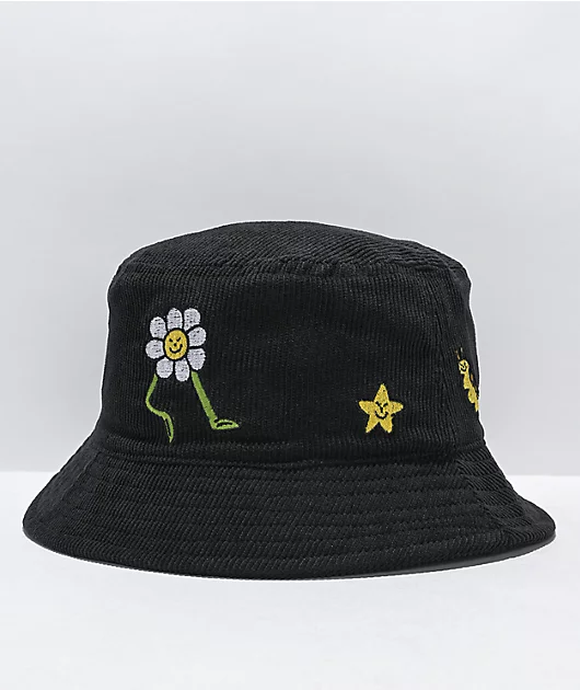 A.LAB Round And Round Black Corduroy Bucket Hat