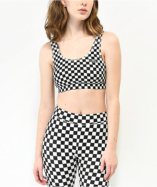 Vans Flying V Black & White Checkered Sports Bra
