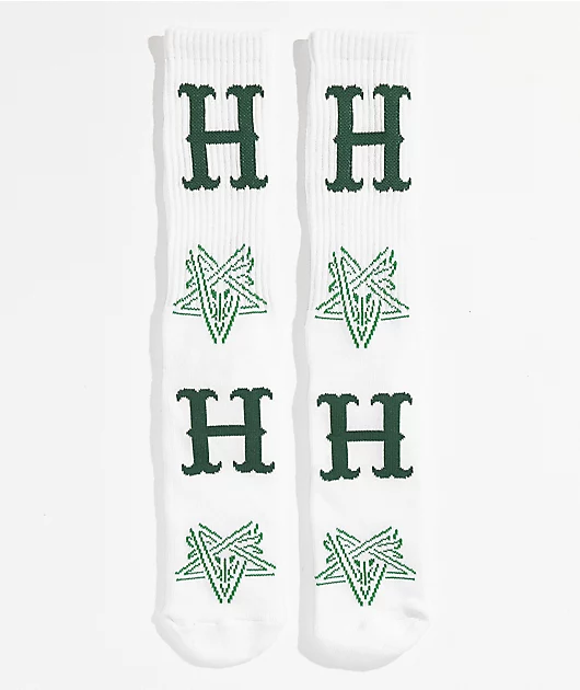 HUF x THRASHER White Crew Socks