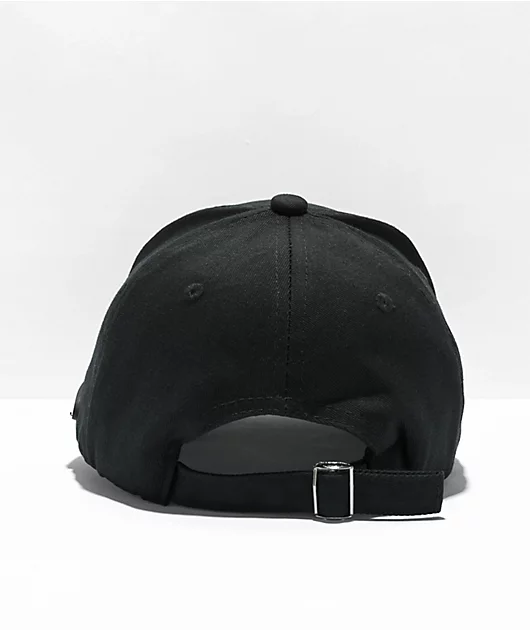 81089-petals-and-peacocks-love-and-peace-black-strapback-hat-2.webp Petals and Peacocks Love And Peace Black Strapback Hat