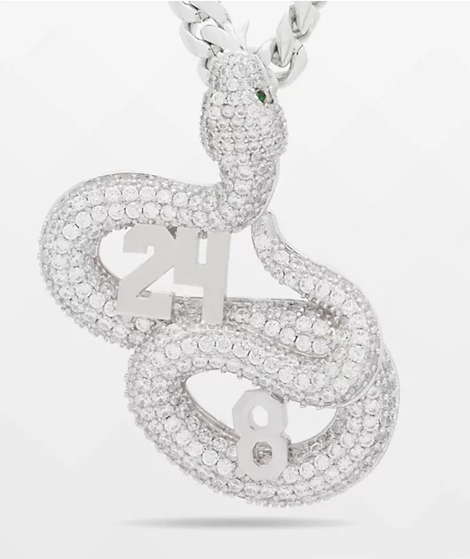 King Ice Black Mamba Eras 24\" White Gold Chain Necklace
