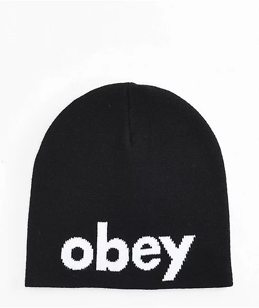 Obey Lowercase Black Skull Cap Beanie