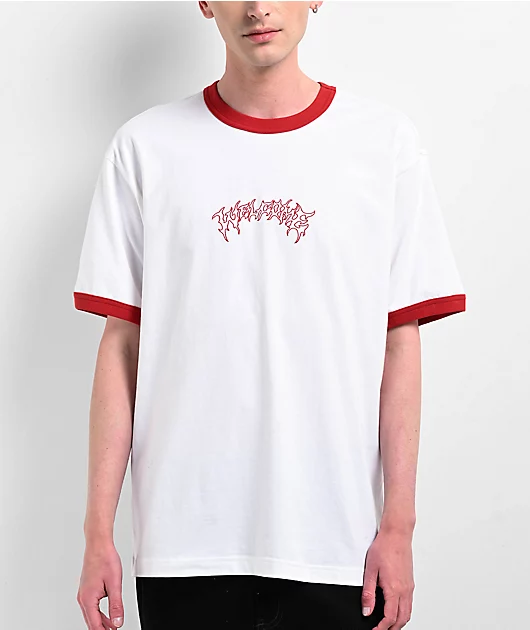 82382-welcome-barb-ringer-white-red-t-shirt-1.webp Welcome Barb Ringer White & Red T-Shirt