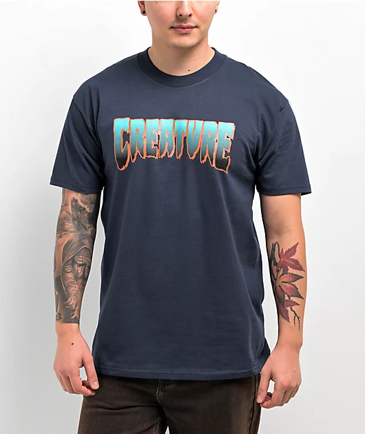 82534-creature-logo-navy-blue-teal-t-shirt-1.webp Creature Logo Navy Blue & Teal T-Shirt