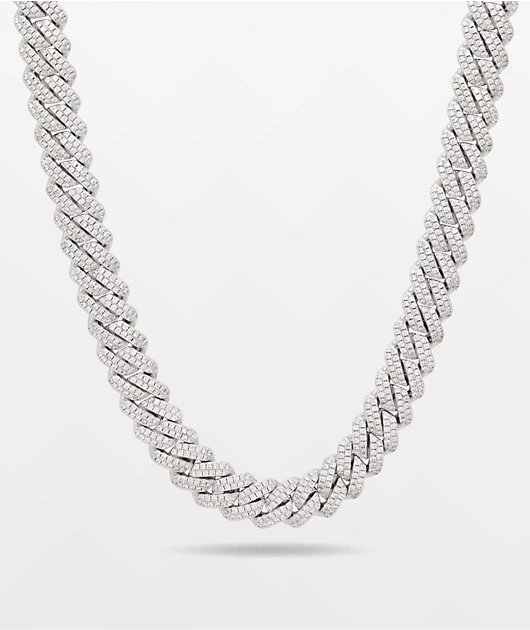King Ice Diamond Cut 20\" Silver Miami Cuban Link Chain
