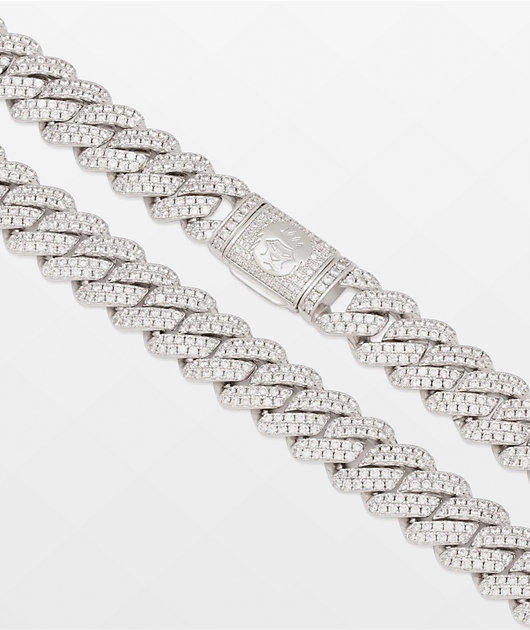 King Ice Diamond Cut 20\" Silver Miami Cuban Link Chain