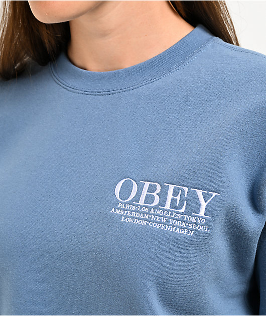 83114-obey-cities-coronet-blue-crop-crewneck-sweatshirt-2.jpg Obey Cities Coronet Blue Crop Crewneck Sweatshirt