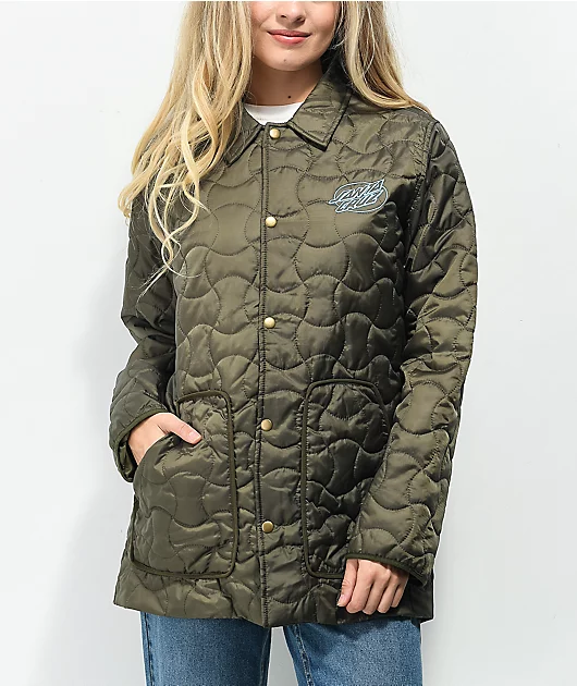 Santa Cruz Oval Line Dot Olive Quilted Chore Jacket