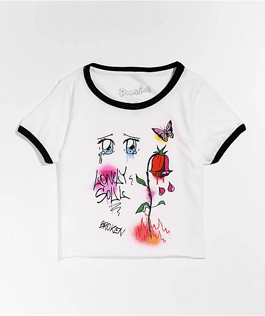 Proper Gnar Broken White Cropped Ringer T-Shirt