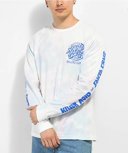 Killer Acid x Santa Cruz 3D Dot White, Pink & Purple Tie Dye Long Sleeve T-Shirt