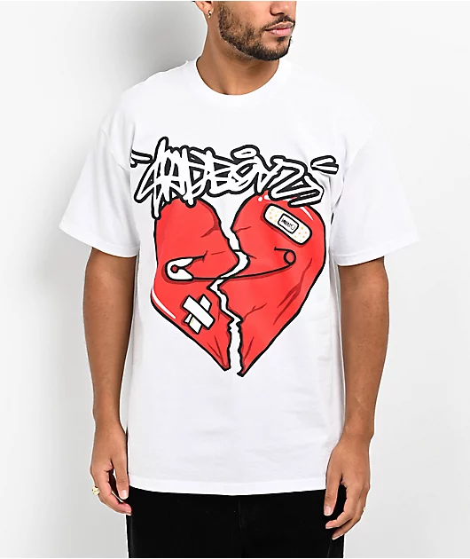$AD BOYZ  by Junior H Broken Heart White T-Shirt