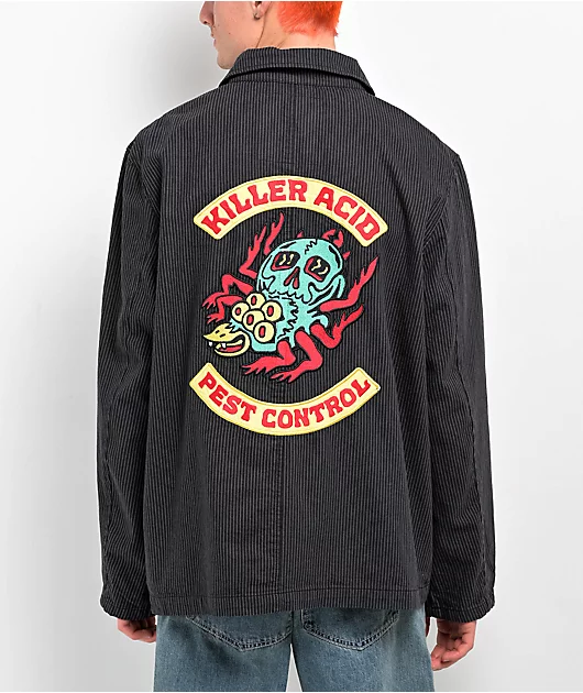 Killer Acid Pest Control Black Long Sleeve Button Up Work Shirt
