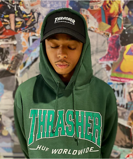 Thrasher Logo Black Strapback Hat