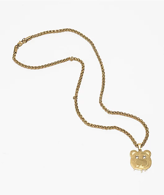 Artist Collective Teddy Pendant 23\" Gold Chain Necklace