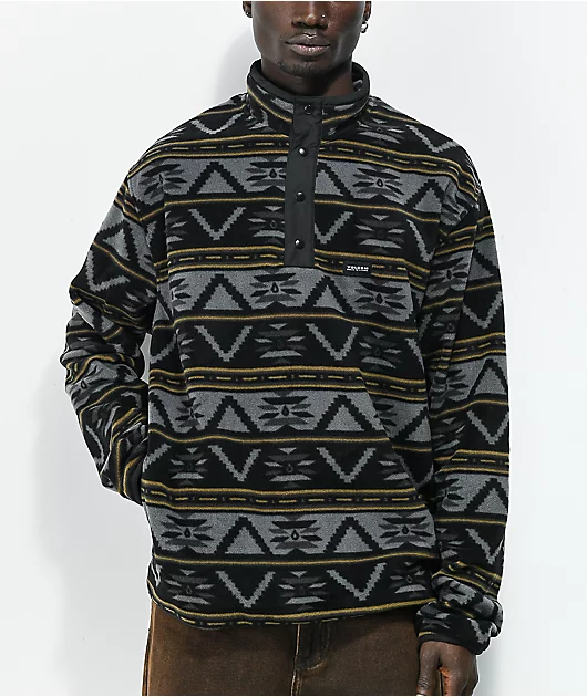 Volcom Switch Case Black, Grey & Brown Fleece Jacket