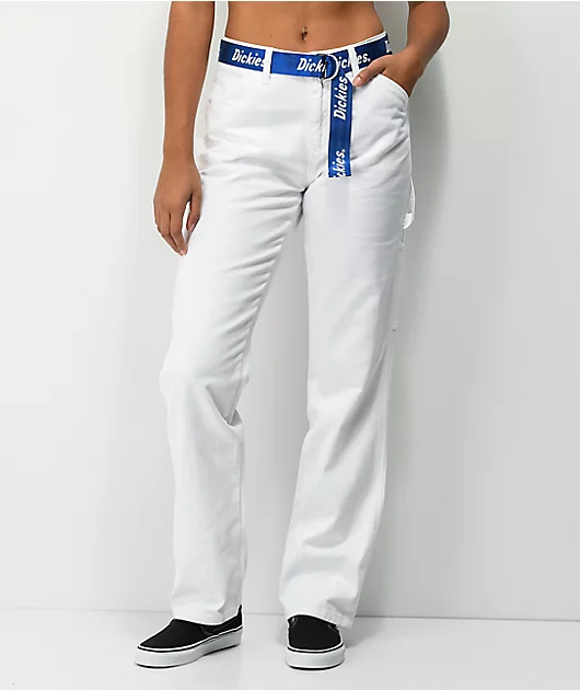 Dickies Belted White Carpenter Pants