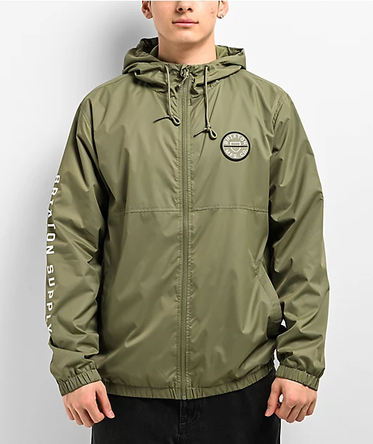 88106-brixton-claxton-crest-olive-windbreaker-jacket-1.webp Brixton Claxton Crest Olive Windbreaker Jacket