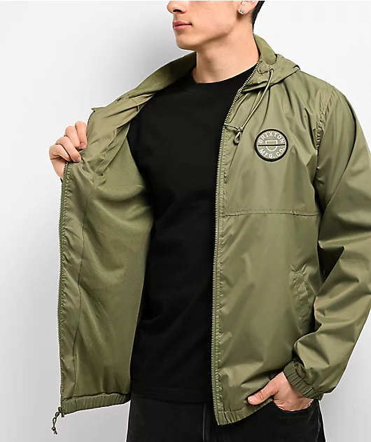 88106-brixton-claxton-crest-olive-windbreaker-jacket-4.webp Brixton Claxton Crest Olive Windbreaker Jacket