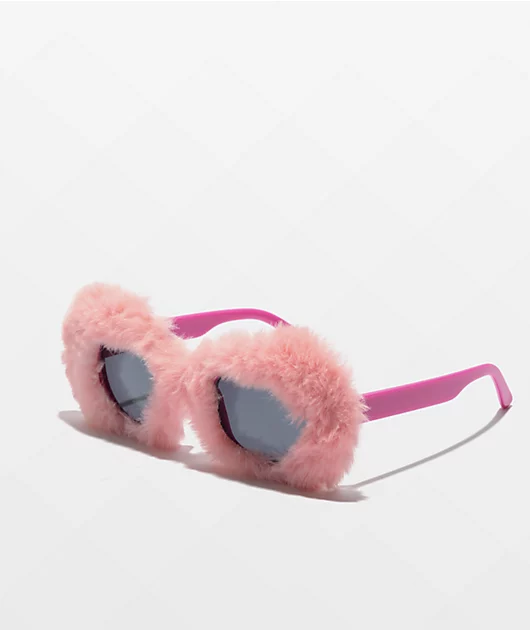 Velvetine Fuzzy Pink Sunglasses