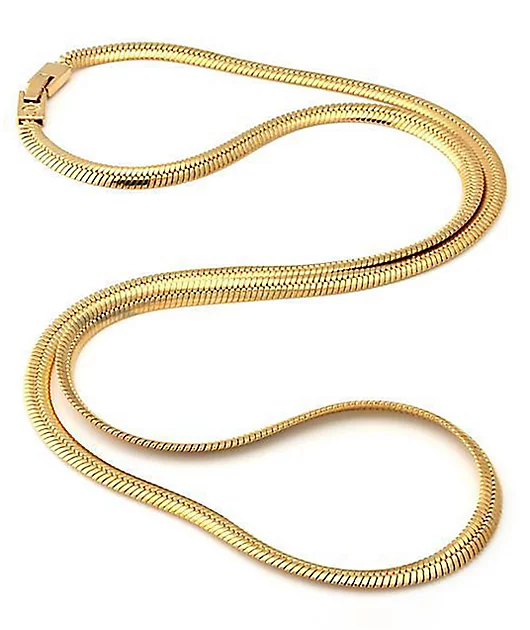 King Ice 22\" Yellow Gold Herringbone Chain Necklace