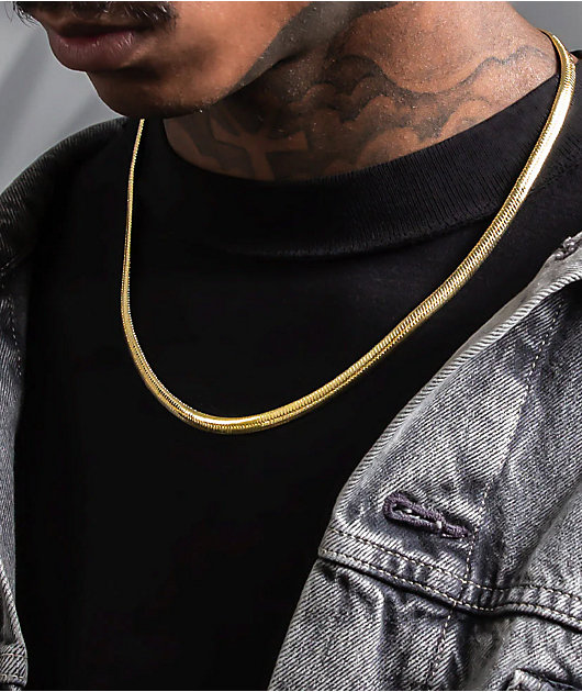 88875-king-ice-22-yellow-gold-herringbone-chain-necklace-3.jpg King Ice 22\" Yellow Gold Herringbone Chain Necklace