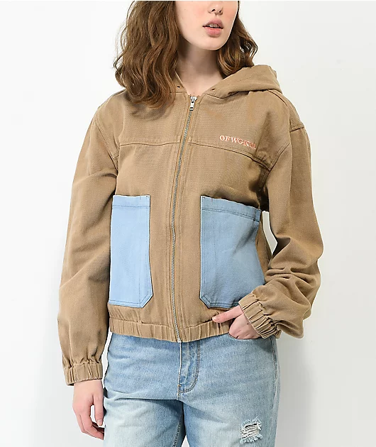 Odd Future Cream & Blue Hooded Denim Jacket