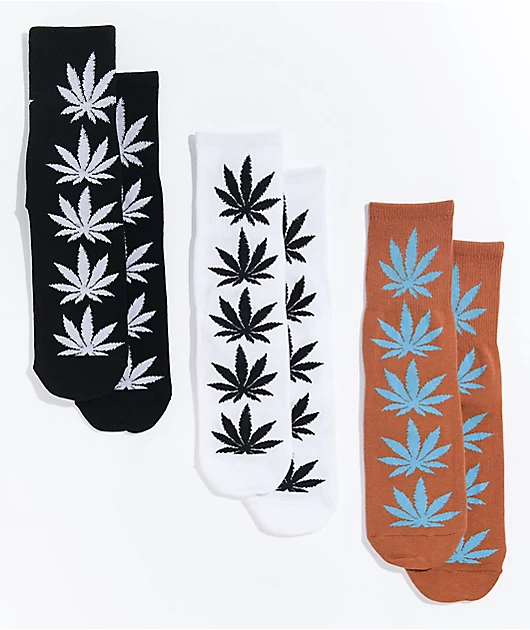 HUF Women's Plantlife Black, White, & Orange Crew Socks