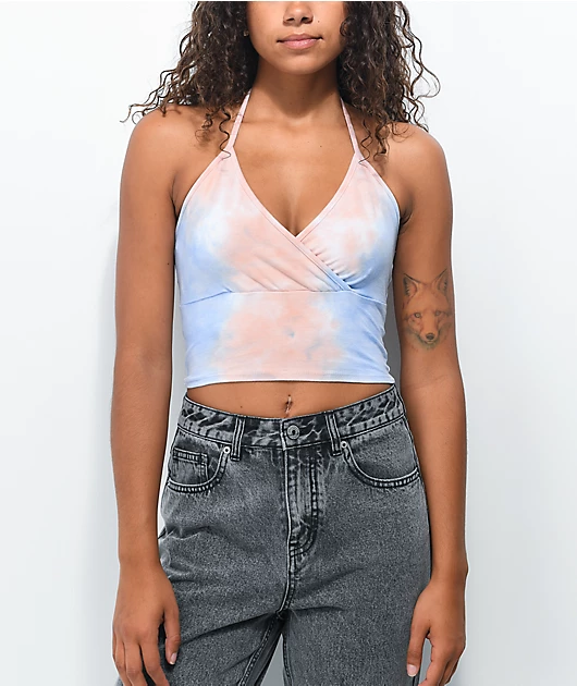 89853-lunachix-orange-blue-tie-dye-halter-top-1.webp Lunachix Orange & Blue Tie Dye Halter Top