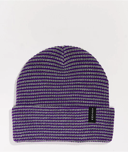 Autumn Select Stripe Purple & Grey Beanie