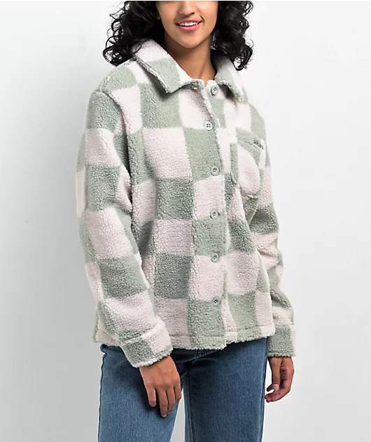 Petals by Petals & Peacocks District Sherpa White & Green Jacket