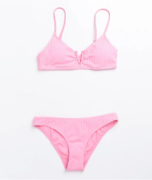Damsel Bon Super Rib Pink Cheeky Bikini Bottom