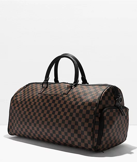 90312-sprayground-pink-drip-brown-checkered-duffle-bag-3.webp Sprayground Pink Drip Brown Checkered Duffle Bag