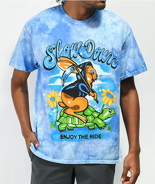 Samborghini Slow Down Blue Tie Dye T-Shirt