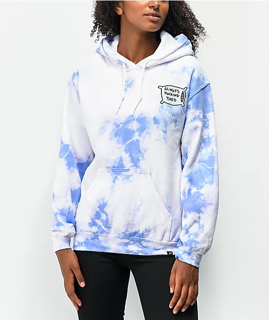 JV by Jac Vanek Always Tired Purple Tie Dye Hoodie