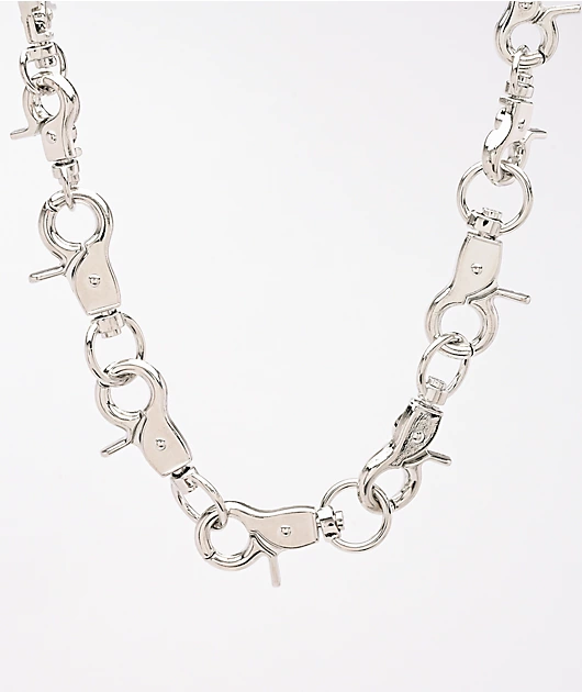 90928-stone-locket-clasp-on-clasp-13.5-silver-chain-necklace-1.webp Stone + Locket Clasp On Clasp 13.5\" Silver Chain Necklace