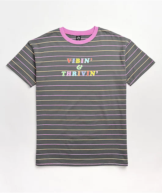 JV by Jac Vanek Vibin' & Thrivin' Multicolor Stripe T-Shirt