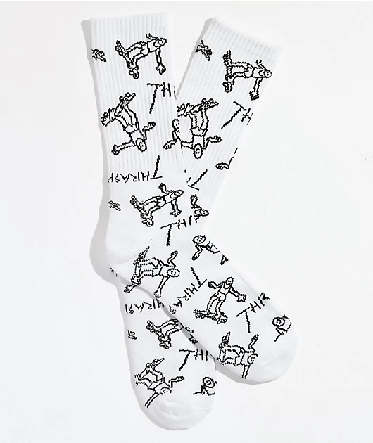 Thrasher Gonz Logo White Crew Socks