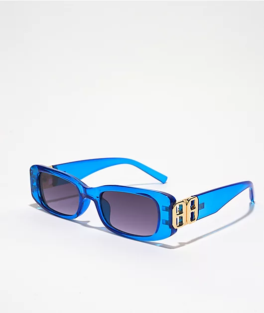 Mini Blue Rectangular Sunglasses