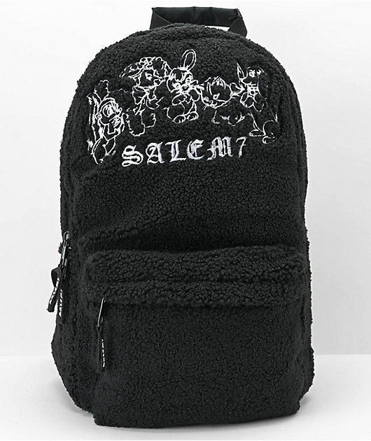 Salem7 Furever Friends Black Sherpa Backpack